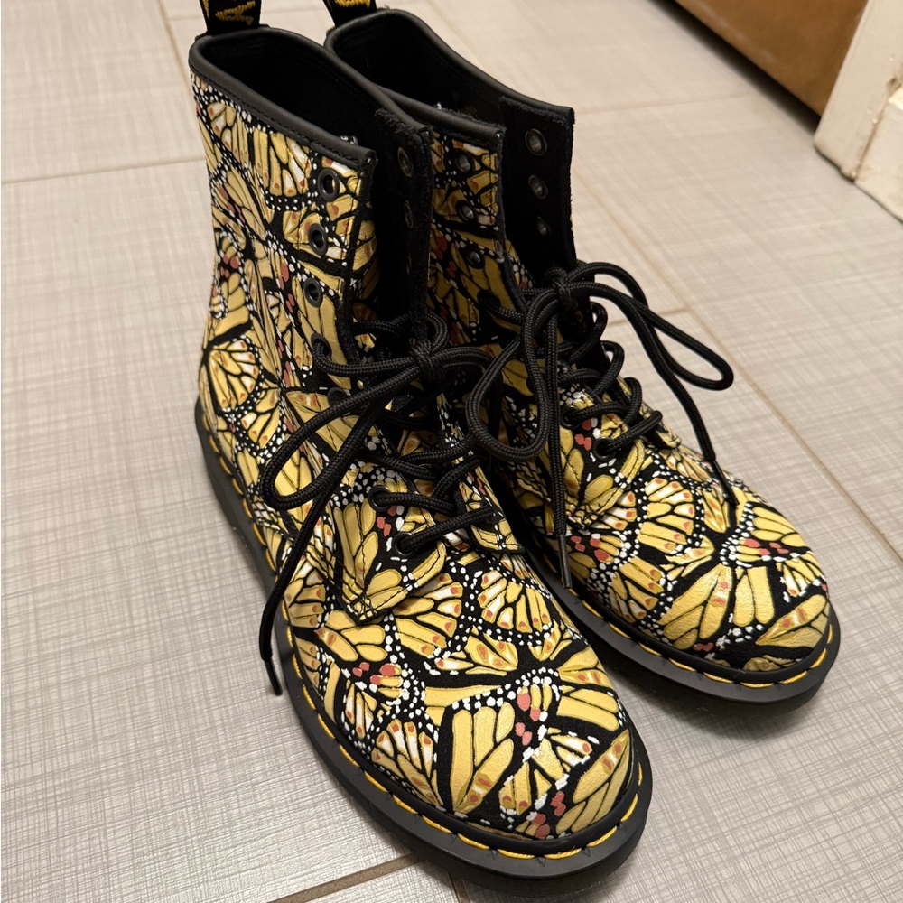 Dr. Martens Yellow and Black Butterfly boots - brand new!